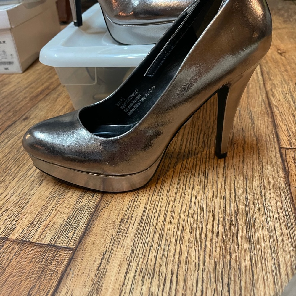 Maurices Metallic Silver Heels